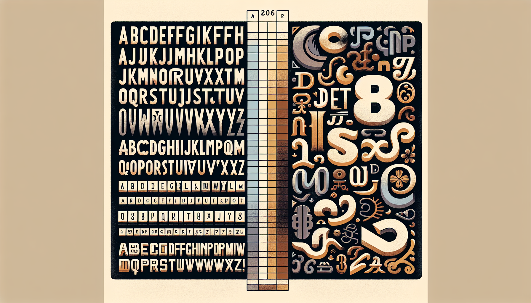 Comparison of sterile AI-generated sans-serif letterforms on the left versus expressive hand-drawn typographic experiments on the right